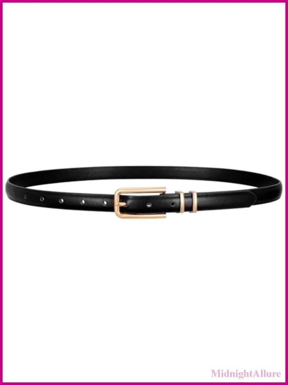 Skinny Faux Leather Belt Thin Waist Belt with Gold Buckle